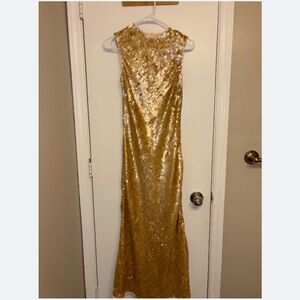 Gold Sequin Sleeveless Gown